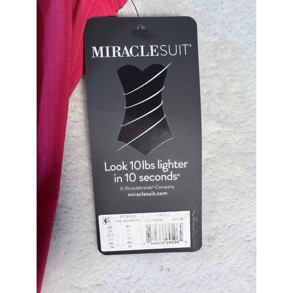 Miraclesuit Tankini Top Dazzle Red & Black High Waist Bottom Set Women's Size 14 - Picture 13 of 14